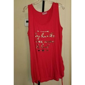 Ragdoll PLUS SIZE Red Ruched Tank "Stay Humble Work Hard Be Kind" NWOT 3X #776